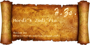 Horák Zsófia névjegykártya